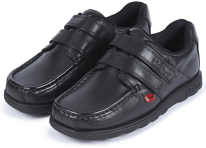 Listers Schoolwear Boys Black/Navy School Shoes Action Leather Upper Touch Strap Kids Childrens