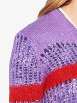 Thumbnail for your product : Miu Miu Striped Open Knit Cardigan