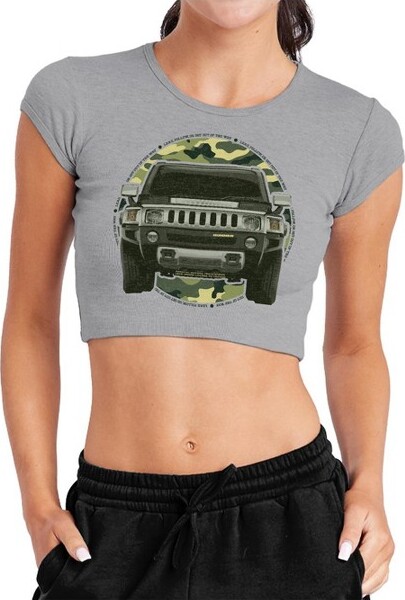 Hummer Women'sHummerleadorFollowCapSleeveBabyRibCropTopAthleticHeatherMedium