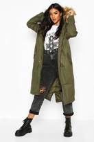 Thumbnail for your product : boohoo Faux Fur Trim Hooded Maxi Parka