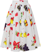 Thumbnail for your product : MSGM Flared Gathered Printed Cotton-poplin Skirt