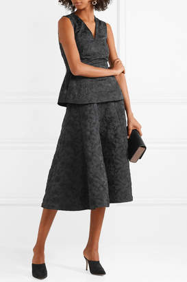 Co Embroidered Twill Midi Skirt - Black