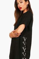 Thumbnail for your product : boohoo Womens Pheobe Lace Up Side Shift Dress