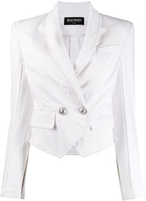 Balmain Double-Breasted Cropped Blazer
