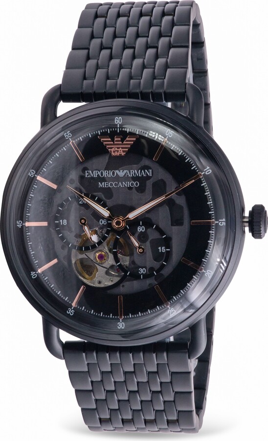 Multifunction Black Stainless Steel Mens Watch