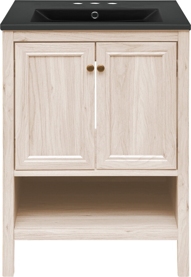Chateau 24" Freestanding Bathroom Vanity in White Oak with Black 3-Hole Centerset Sink Top
