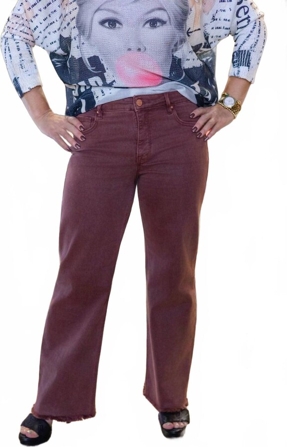 RISEN Juliette Wide Leg Jeans In Cinnamon