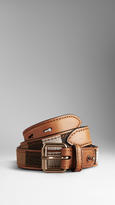 Thumbnail for your product : Burberry Canvas Check and Leather Belt