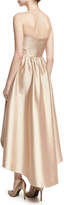 Thumbnail for your product : Co Strapless Satin High-Low Cocktail Dress