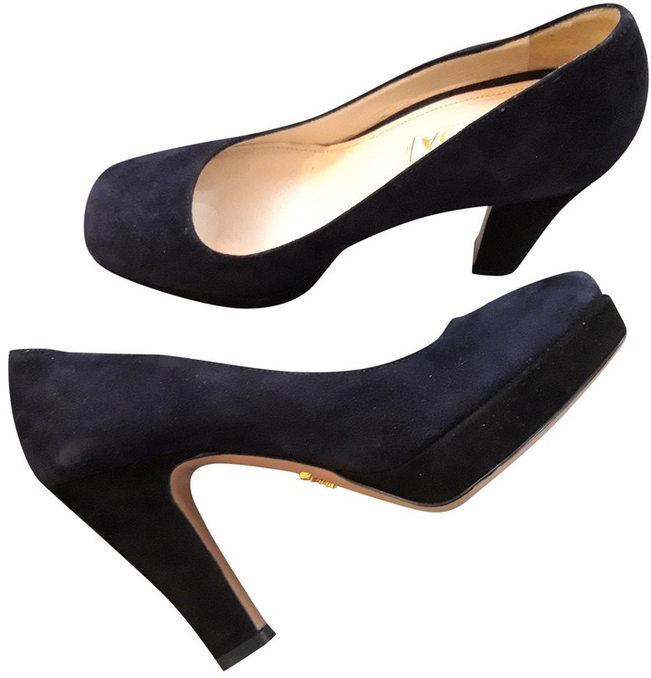 prada blue suede pumps