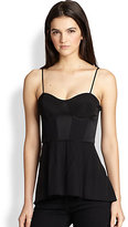 Thumbnail for your product : Elizabeth and James Morgan Stretch Silk Flared-Hem Bodice Top
