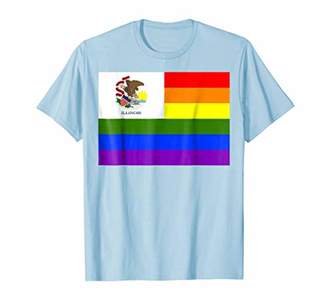 Illinois Gay Flag Pride Tee Shirt Clothing Apparel