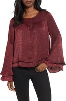 Thumbnail for your product : Halogen Women's Bell Sleeve Hammered Satin Blouse