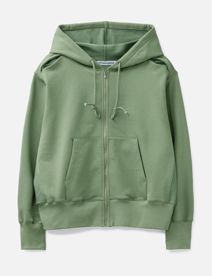FFFPostalservice Reverse Round Hem Zip Hoodie