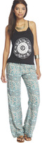 Thumbnail for your product : Wet Seal Green Paisley Wide Leg Pant