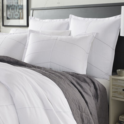 City Scene Courtney White Microfiber Reversible Modern & Contemporary Comforter Set