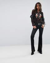 Thumbnail for your product : Glamorous Long Sleeve Top In Lace With Floral Embroidery