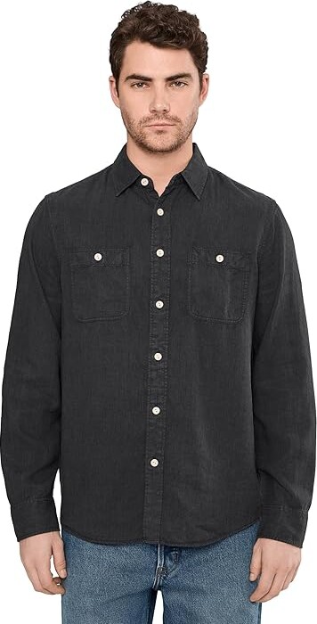 Faherty The Tried And True Chambray Workshirt Men's Clothing Durango Black : SM, Linen/Tencel