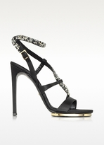 Thumbnail for your product : Roberto Cavalli Black Satin and Crystals Sandals