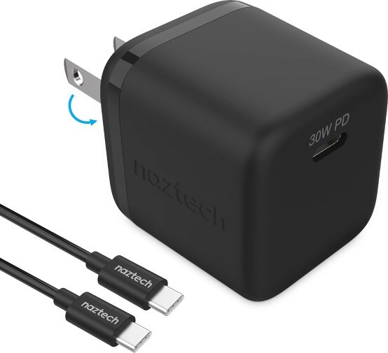 Naztech Naztech30WUSB-CPDFastWallCharger|6'USB-CCable|Black