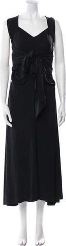 Saint Laurent Evening Gown Vintage From the Fall/Winter 2010 Collection by Stefano Pilati Black Sleeveless with V-Neck Concealed Zip Closure at Side Designer