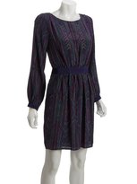 Thumbnail for your product : Shoshanna purple silk 'le petit rue' print long sleeve dress