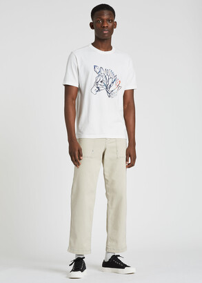 Paul Smith Men's White 'Dreamscape Zebra' Print Cotton T-Shirt