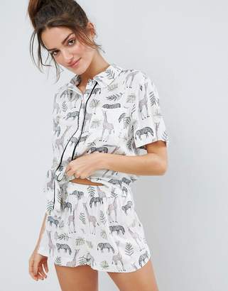 ASOS Safari Print Shirt & Short Pajama Set