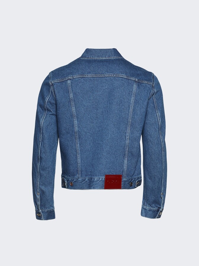 Gucci Washed Denim Jacket With Horsebit Detail Petroleum Blue