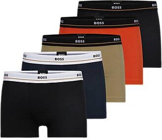 HUGO BOSS Five-pack of stretch-cotton trunks with logo waistbands