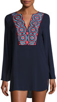Thumbnail for your product : OndadeMar Embroidered Long-Sleeve Tunic Coverup