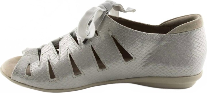 BeautiFeel Women's Edyta Sandal In Silver Snake Print Suede