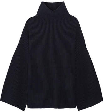 The Row Violina Ribbed Cashmere Turtleneck Sweater - Navy