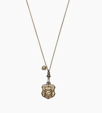 Gucci Sterling Silver Gold Finished Crest Pendant Necklace