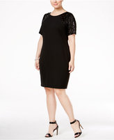 Thumbnail for your product : Calvin Klein Size Sequined-Sleeve Sheath Dress