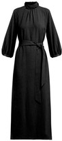 Thumbnail for your product : Cefinn Tie-waist Gathered Voile Midi Dress - Black Multi