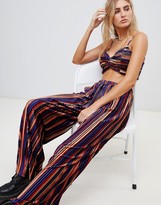 Thumbnail for your product : Wild Honey cami bralette in plisse stripe two-piece