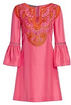 Thumbnail for your product : Alberta Ferretti Embroidered Bell-Sleeve Silk Dress
