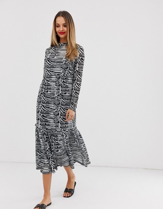 zebra print mesh dress