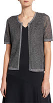 Thumbnail for your product : Joan Vass Plus Size Metallic Mesh Short-Sleeve Open-Front Cardigan