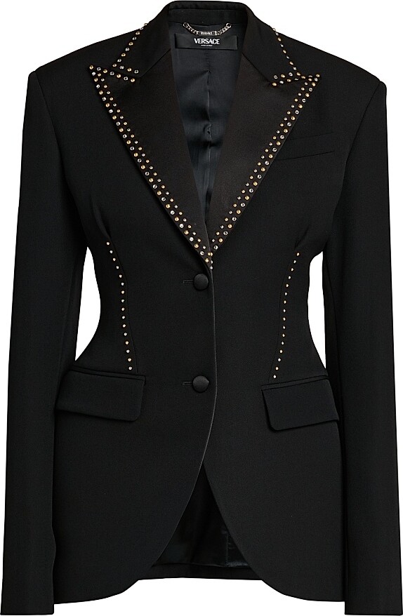 Versace Women's Grain Di Poudre Embellished Blazer - Black - Size 6