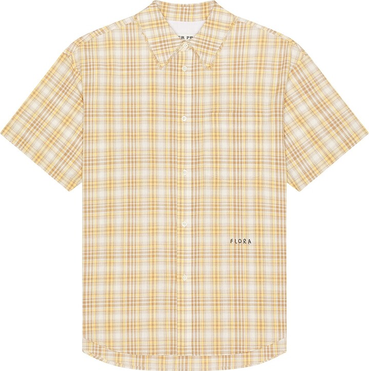 After Pray Madras Check Short Sleeve Shirt in Yellow