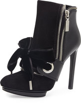 Thumbnail for your product : Alexander McQueen Suede & Leather Bow Bootie, Black
