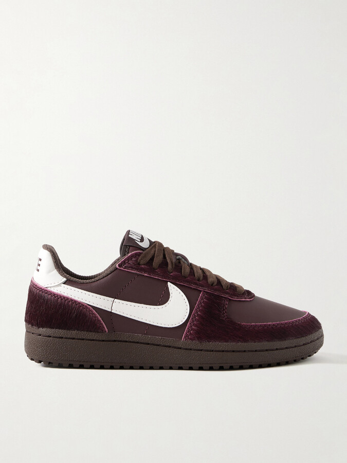 Nike - Field General Leather And Calf Hair Sneakers - Burgundy