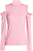 Thumbnail for your product : Nicholas Cold-shoulder Ruffle-trimmed Wool Turtleneck Top