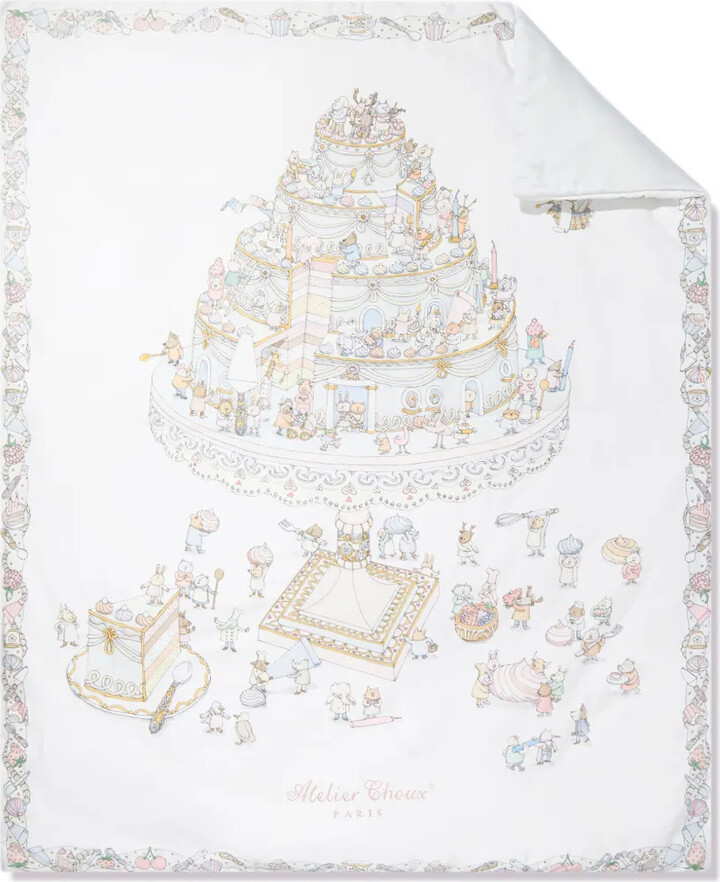 Atelier Choux Châteaux Choux Le Gâteau-print reversible satin duvet
