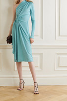 Thumbnail for your product : Dodo Bar Or Hannah One-sleeve Draped Ribbed Stretch-knit Midi Dress - Sky blue