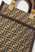 Thumbnail for your product : Fendi Sunshine Shopper Mini Leather-trimmed Printed Suede Tote - Brown