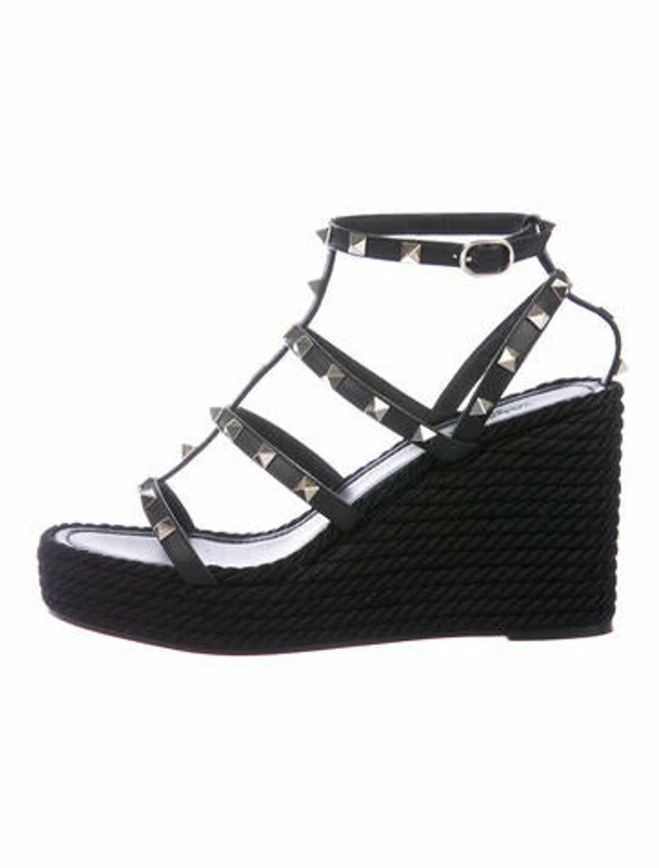 valentino black wedges