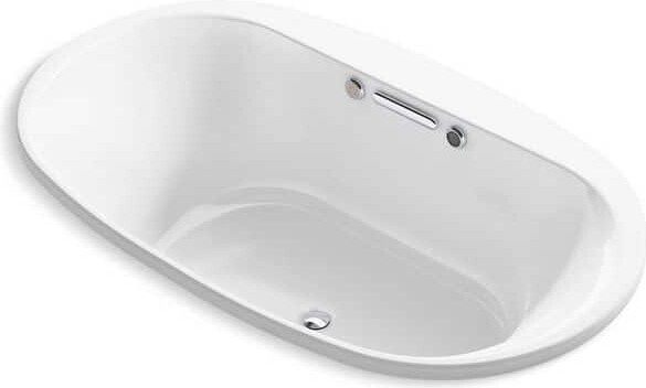 Underscore 72 in. x 42 in. Oval Whirlpool Bathtub with Center Drain in White